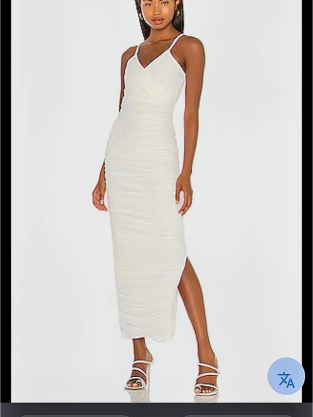 Ruched Midi Dress in White New